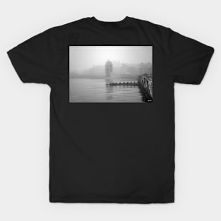 The Fortress of Louisbourg in the Mist - BW T-Shirt